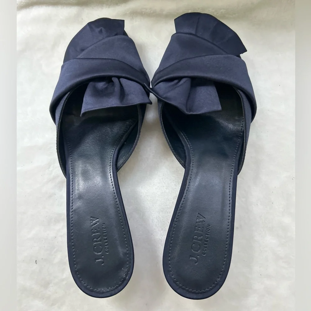 J. Crew Collection Blue Size 8 Mules Satin Wedges Slip On Heel Shoes - Picture 11 of 14